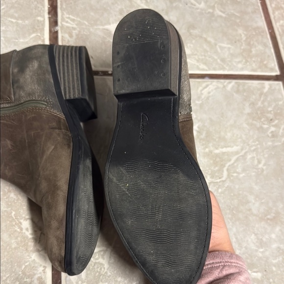 Clarks Brown Suede Ankle Booties with Buckle Detail - Picture 5 of 5